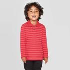 Toddler Boys' Long Sleeve Striped Jersey Polo T-shirt - Cat & Jack Red