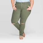 Women's Plus Size Mid-rise Knee-slit Jeggings - Universal Thread Olive 18w, Women's, Green
