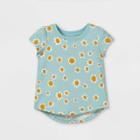 Toddler Girls' Floral Short Sleeve T-shirt - Cat & Jack Soft Mint