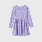 Girls' Long Sleeve Printed Knit Dress - Cat & Jack Violet