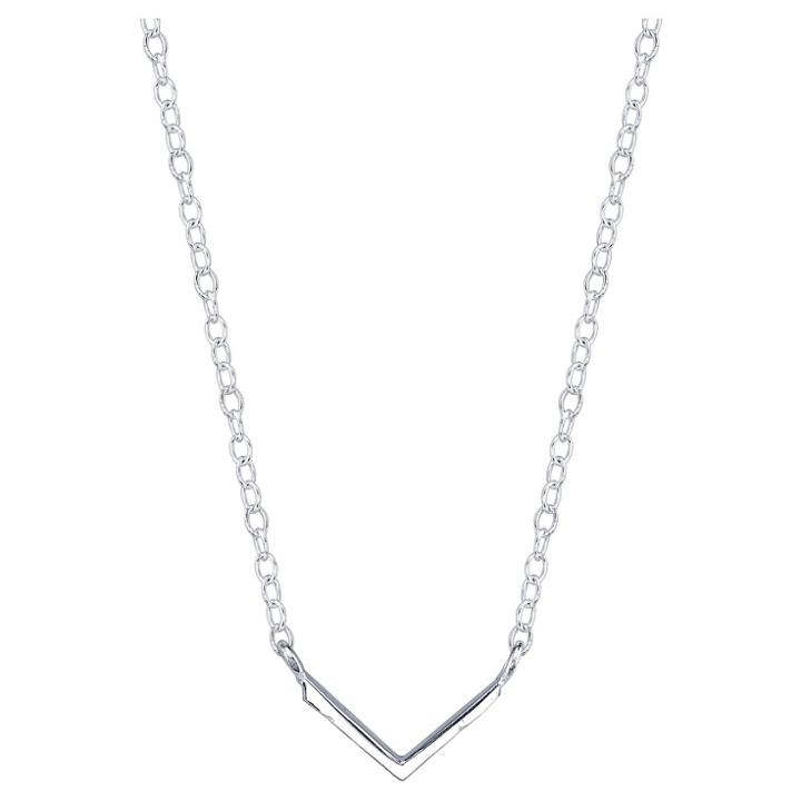 Distributed By Target Women's Sterling Silver V Bar Station Necklace - Silver (18),