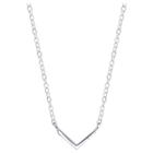 Distributed By Target Women's Sterling Silver V Bar Station Necklace - Silver (18),