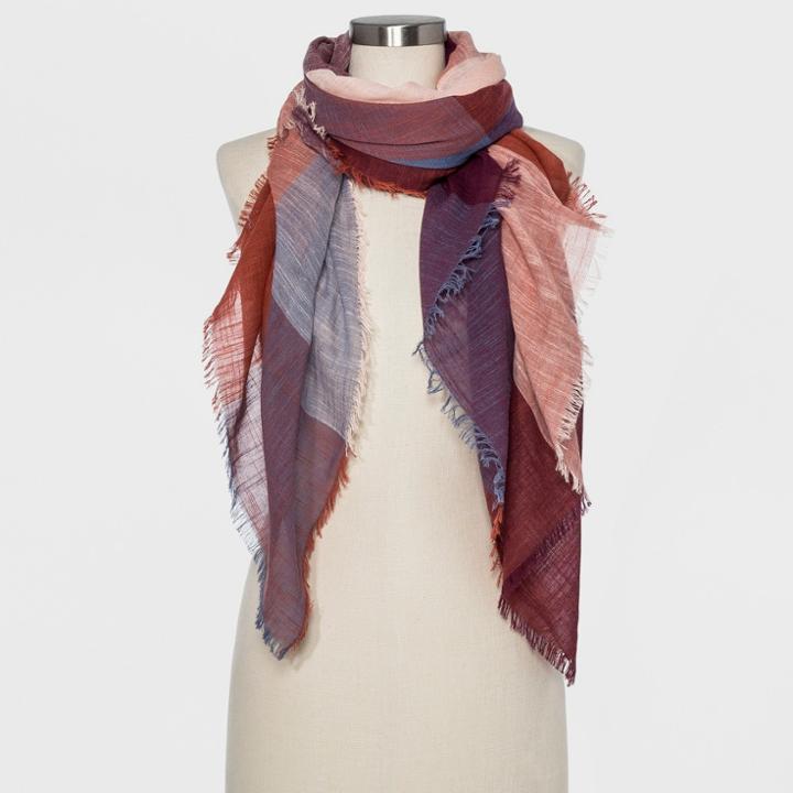 Fashion Scarves Universal Thread Color Block Burgundy (red)