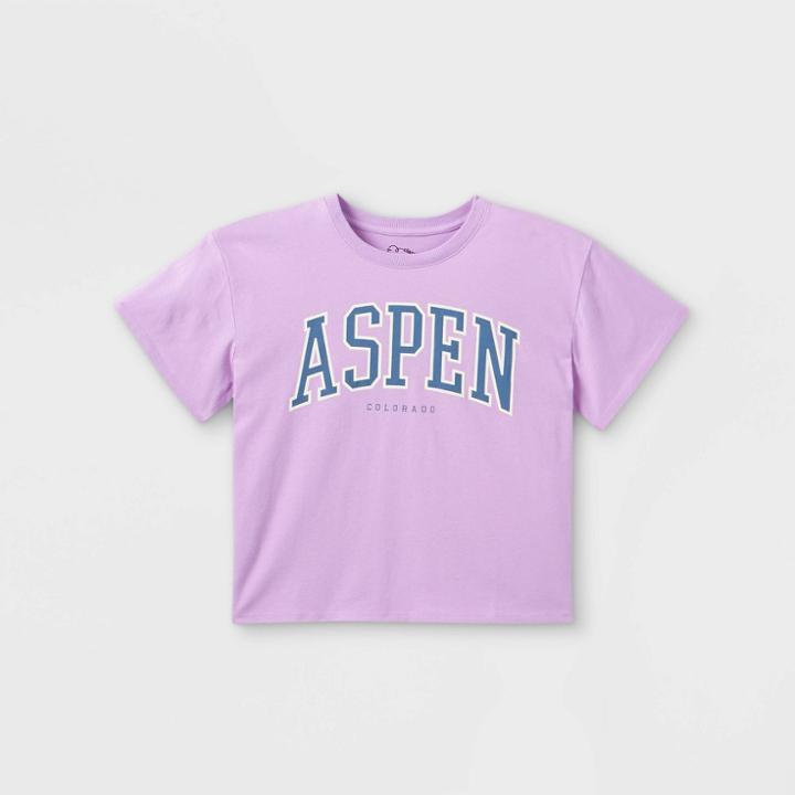 Girls' Boxy Graphic Short Sleeve T-shirt - Art Class Purple