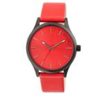 Simplify The 2400 Men's Leather Strap Watch - Black/red