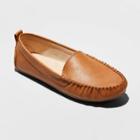 Women's Kirby Faux Leather Moccasin Flat Loafers - Universal Thread Cognac (red)