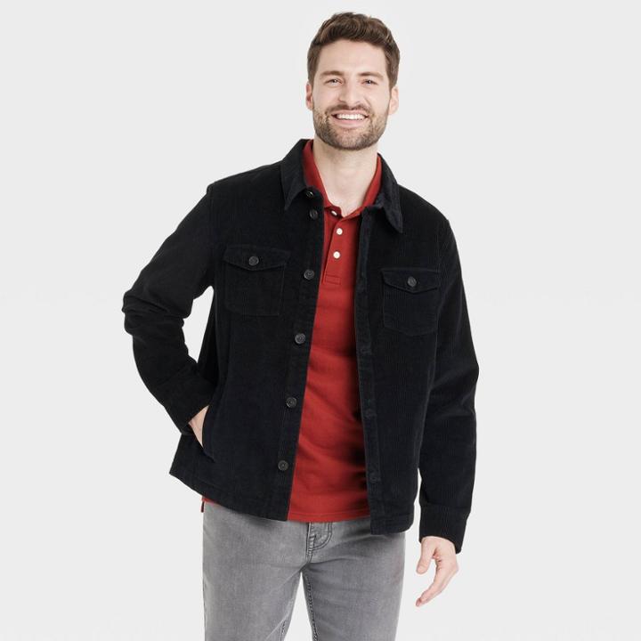 Men's Tall Cord Chore Button-down Shirts - Goodfellow & Co Black