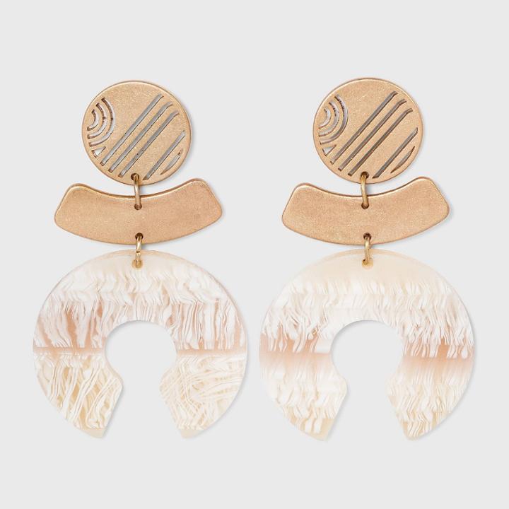 Cutout Post With Curved Bar And Open Circle Drop Earrings - Universal Thread Ivory