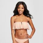 Women's Crochet Bandeau Flounce Bikini Top - Xhilaration Blush D/dd Cup, Pink