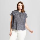 Women's Plus Size Polka Dot Short Sleeve Drapey Button-down - Universal Thread Gray