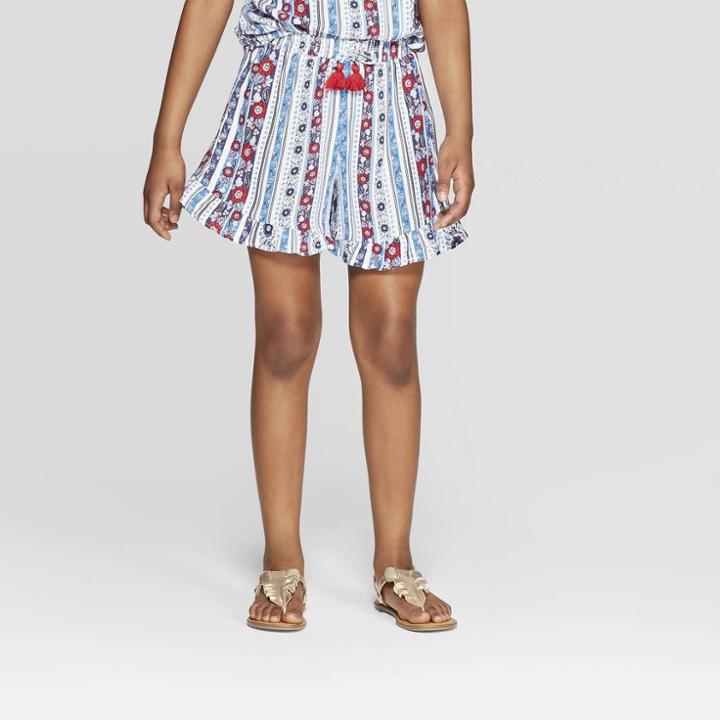 Girls' Tassle Woven Shorts - Art Class White