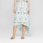 Women's Floral Print Button Front High Low Hem Midi Skirt - Xhilaration