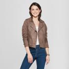 Women's Suede Moto Jacket - A New Day Gray