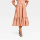 Women's Tiered A-line Midi Skirt - A New Day Blush