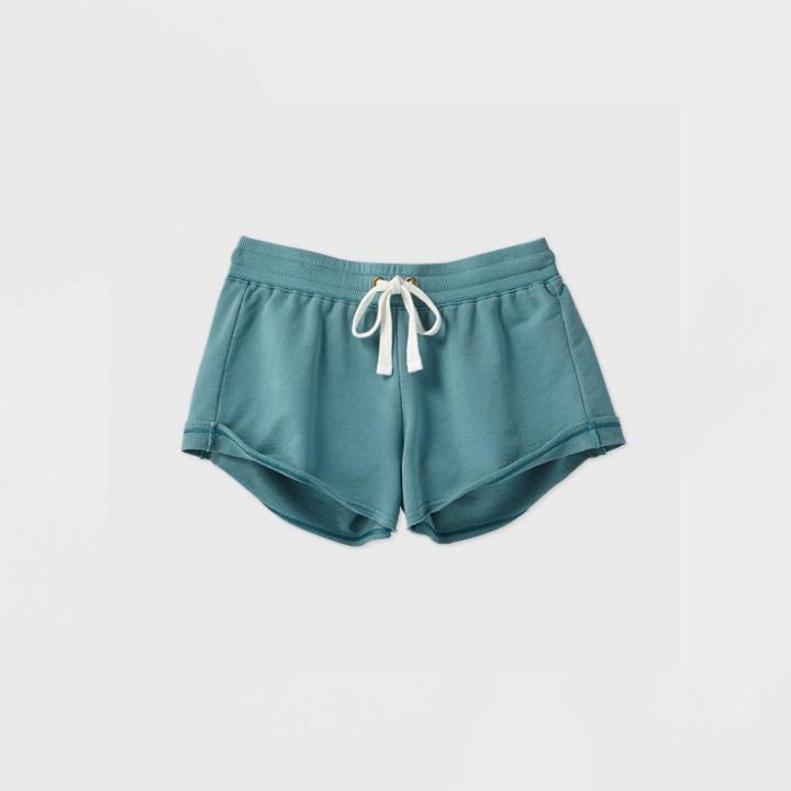 Women's Destructed Lounge Shorts - Colsie Teal