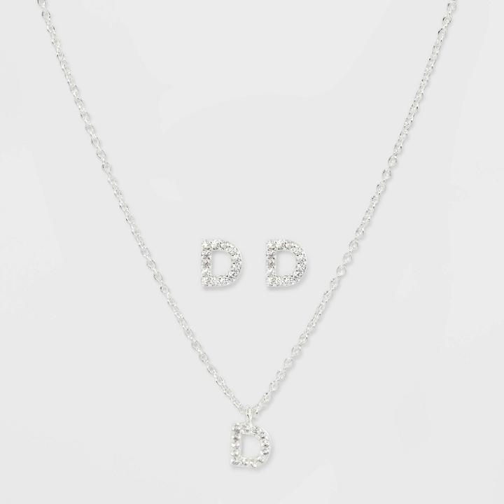 Initial D Crystal Jewelry Set - A New Day Silver, Women's