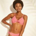 Women's Tie Front Gingham Bralette Bikini Top - Xhilaration Red Gingham