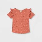Toddler Girls' Dot Rib Short Sleeve T-shirt - Cat & Jack Rust Orange