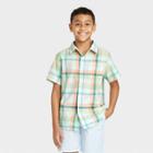 Boys' Multi-plaid Button-down Short Sleeve Woven Shirt - Cat & Jack Xs,