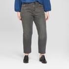 Women's Plus Size Fray Hem Straight Jeans - Universal Thread Gray Wash