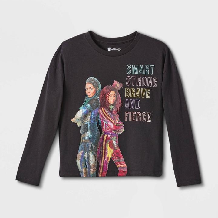 Girls' Disney Descendants Smart Strong Brave Pullover Long Sleeve Graphic T-shirt -
