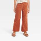 Girls' High-rise Wide Leg Corduroy Crop Pants - Cat & Jack Orange