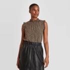 Women's Floral Print Sleeveless Blouse - A New Day Brown/black