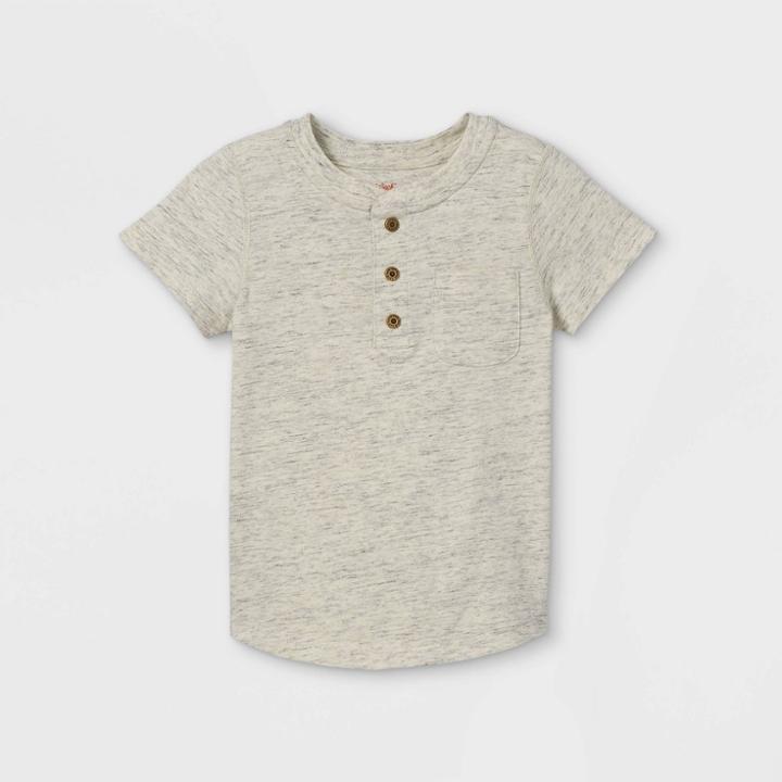 Toddler Boys' Adaptive Henley Button-down Shirt - Cat & Jack Heather Oatmeal