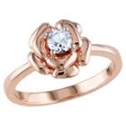 Allura 1/3 Ct. T.w. Simulated White Sapphire Flower Ring In Pink Silver
