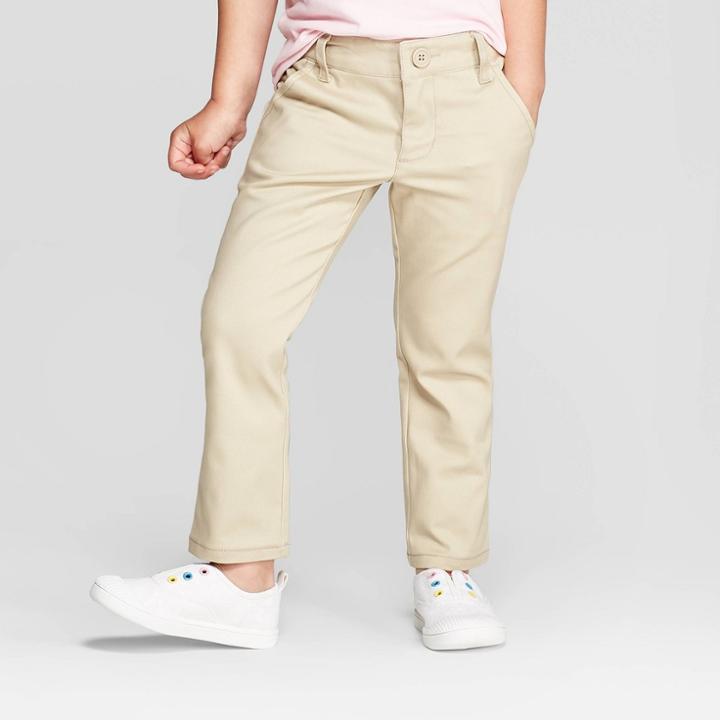 Toddler Girls' Uniform Skinny Stretch Twill Pants - Cat & Jack Khaki (green)