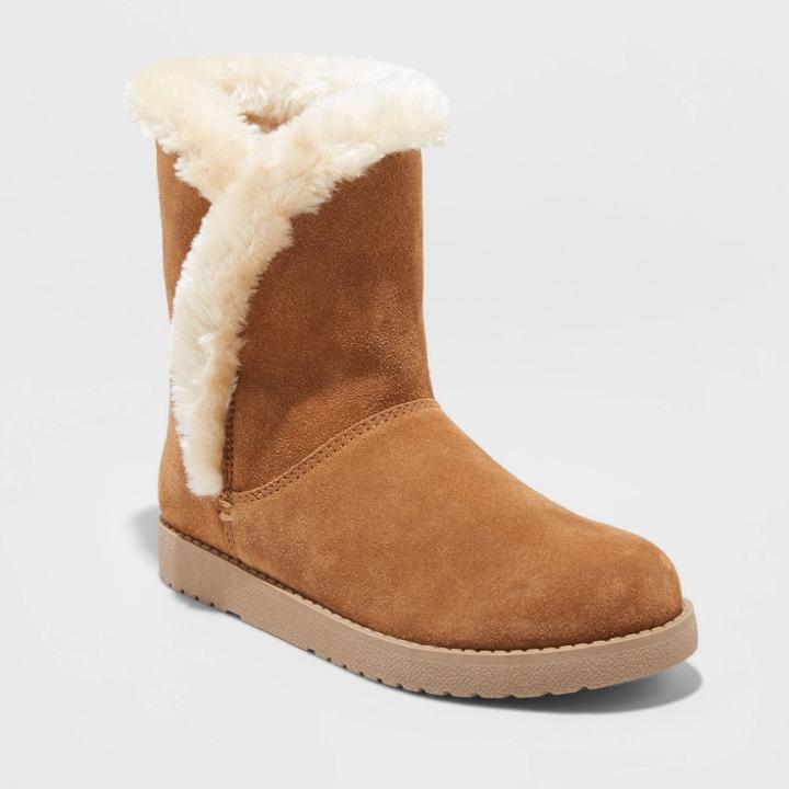 Women's Daniah Wide Width Suede Mid Boots - Universal Thread Chestnut 9w, Size: