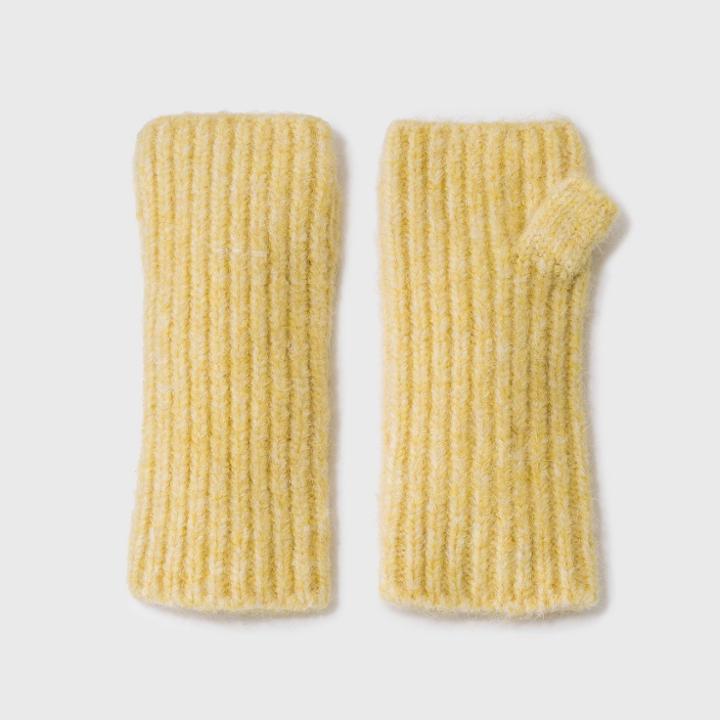 Women's Knit Fingerless Mittens - Universal Thread Yellow
