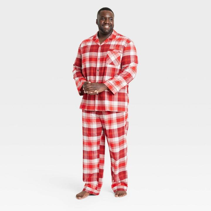 Men's Big Tartan 2pc Plaid Pajama Set - Hearth & Hand With Magnolia Red/cream