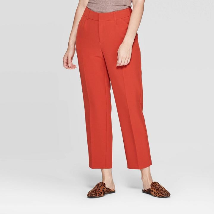 Women's Mid-rise Regular Fit Pleated Pants - A New Day Red