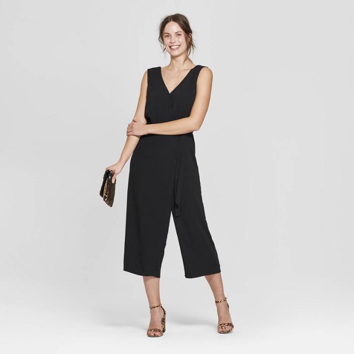 Women's Sleeveless V-neck Jumpsuit - A New Day Black