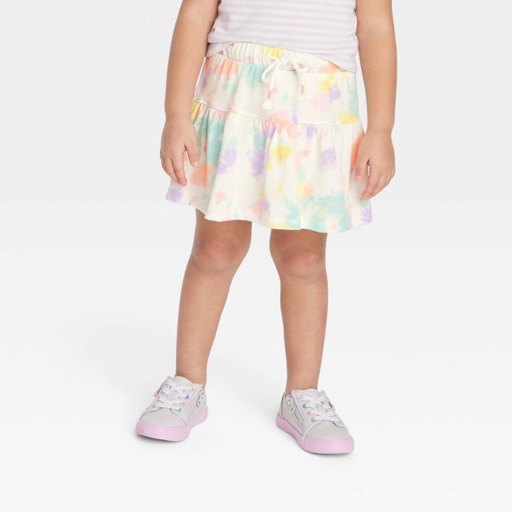Toddler Girls' Tie-dye Knit Scooter Bottoms - Cat & Jack Cream