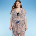 Women's Plus Size Tie-front Cover Up Dress - Kona Sol Paisley Print 1x,