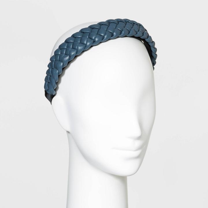 Faux Leather Braded Headband - A New Day Dark Blue