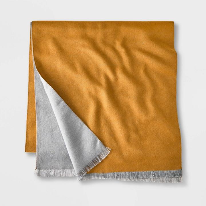 Men's Two-tone Reversible Woven Scarves - Goodfellow & Co Gold