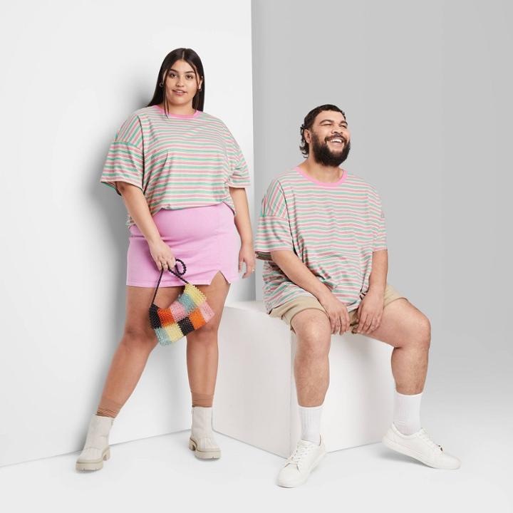Plus Size Short Sleeve Oversized T-shirt - Wild Fable Pink