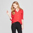 Women's 3/4 Sleeve Utility Top - A New Day Red