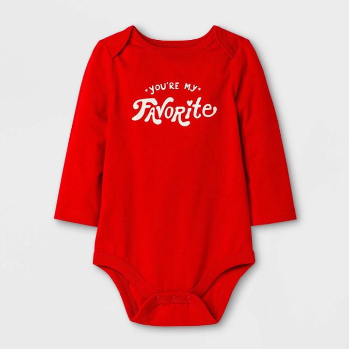 Baby Girls' Valentine Long Sleeve Bodysuit - Cat & Jack Red Newborn
