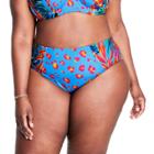 Women's Tropical/leopard Print High Waist Bikini Bottom - Tabitha Brown For Target Blue/pink
