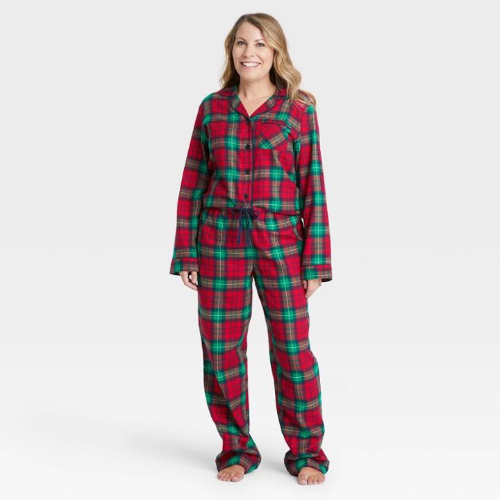 Women's Holiday Plaid Flannel Matching Family Pajama Set - Wondershop Red
