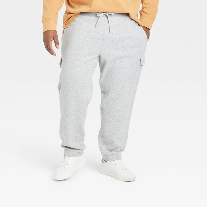 Men's Big & Tall Ultra Soft Fleece Tapered Cargo Pants - Goodfellow & Co Cement Gray