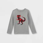 Boys' Adaptive Dinosaur Long Sleeve Graphic T-shirt - Cat & Jack Medium Heather Gray