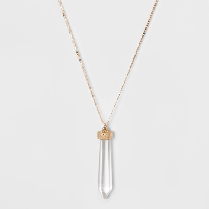 Semi Precious Shard Pendant Necklace - Universal Thread White Crystal