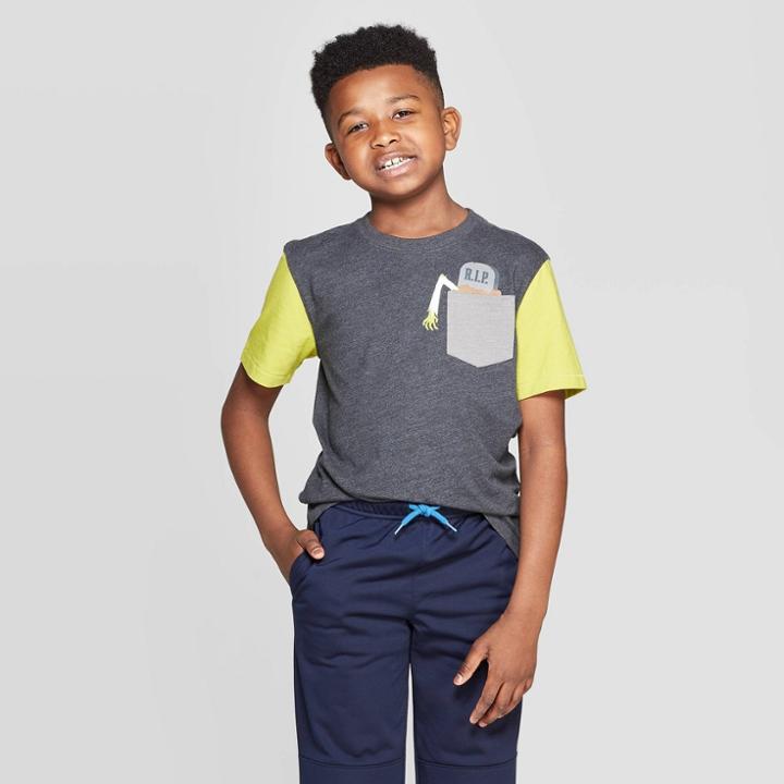 Boys' Short Sleeve Zombie Halloween T-shirt - Cat & Jack Black