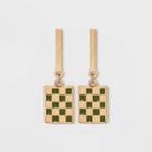 Bar Post With Checkerboard Charm Drop Earrings - Universal Thread Green
