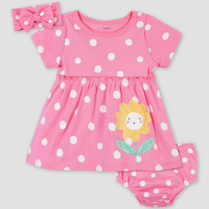 Gerber Baby Girls' 3pc Sunflower Dress